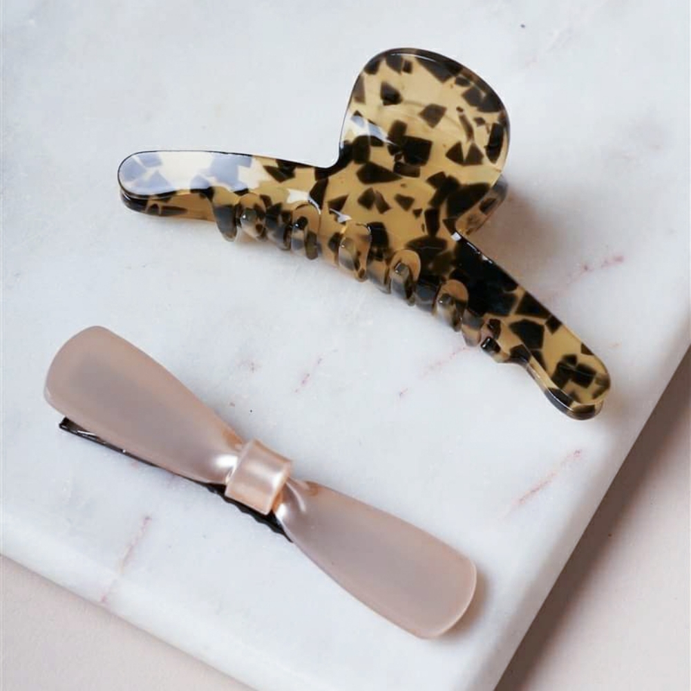 Fierce Leopard Print Clip & Icy Pink Bow 2-pc Set